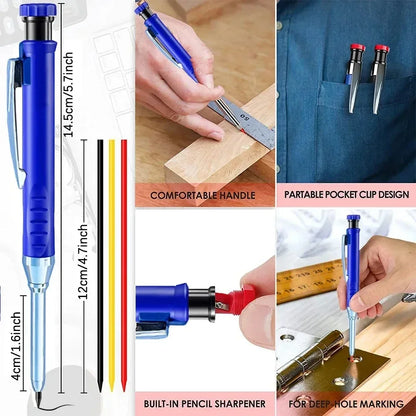 2.8mm Solid Carpenter Mechanical Pencil with Sharpener for Woodworking Construction Long Head Carpenter Pencil Stationery Supply Beauty World Shop