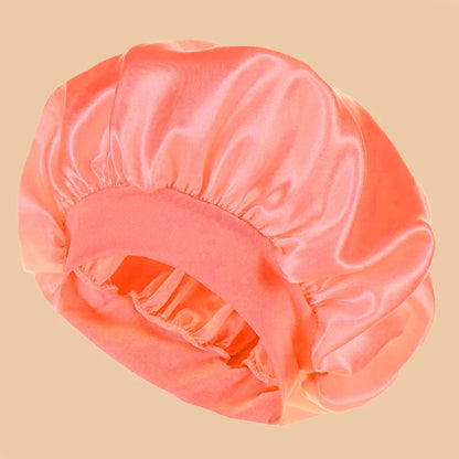 1pc Women's Solid Color Satin Wide-Brimmed Shower Cap, Suitable For Daily Use Silk Bonnet Satin Bonnet Beauty World Shop