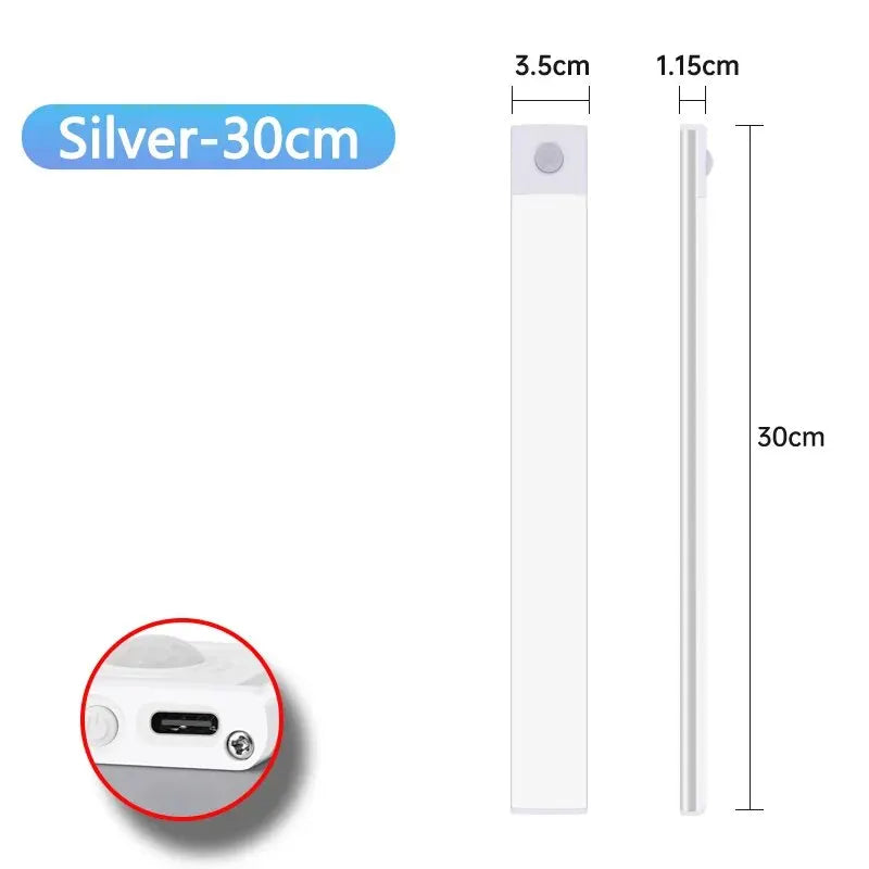 LED Cabinet Light USB Type-C Rechargeable Motion Sensor Led Lamp for Kitchen Wardrobe Cabinet Lighting 20cm/30cm/40cm/50cm/60cm Beauty World Shop