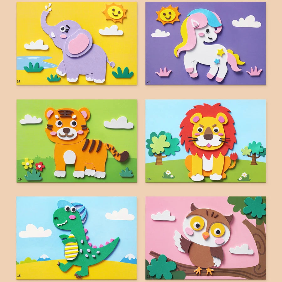 6pcs/set 3D EVA Foam Sticker DIY Cartoon Princess Animal Puzzle for Children Kids Multi-patterns Styles Toys for Children Gift Beauty World Shop