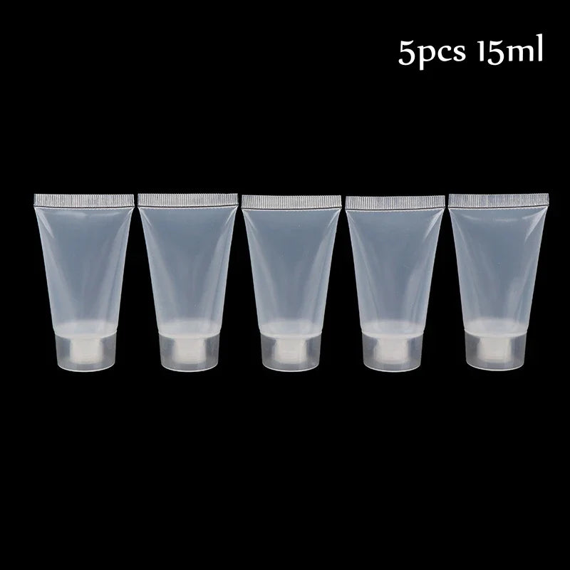 5pcs Squeeze Lotion Container Refillable Bottle Travel Pack Empty Matte Clear Tube Cosmetic Cream Lotion Shampoo Bath Beauty Trend Shop