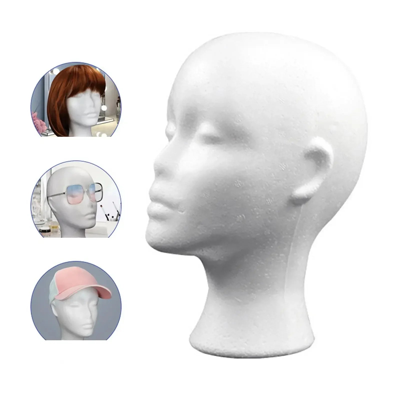 Female Styrofoam Mannequin Manikin Head Model Foam Wig Hair Glasses Display Beauty World Shop