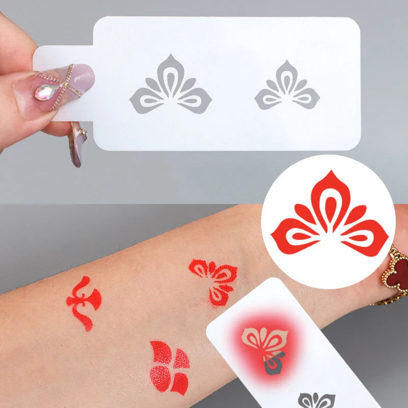 Makeup Template Women Kids DIY Supplies Hollow Flowers Temporary Tattoo Stencil For Drawing Molds Face 15*4.5cm Beauty World Shop