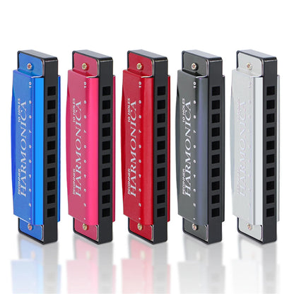 Miwayer 10 Holes Harmonica Key of C ,  Colorful Metal Shell  with Case for Beginner Students Kids Gift with Case Beauty World Shop