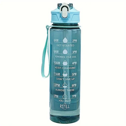800ml/27oz Large Capacity Sports Water Bottle Leak Proof Plastic Drinking Cup With Time Scale Suitable For Travel Fitness Sports Beauty World Shop