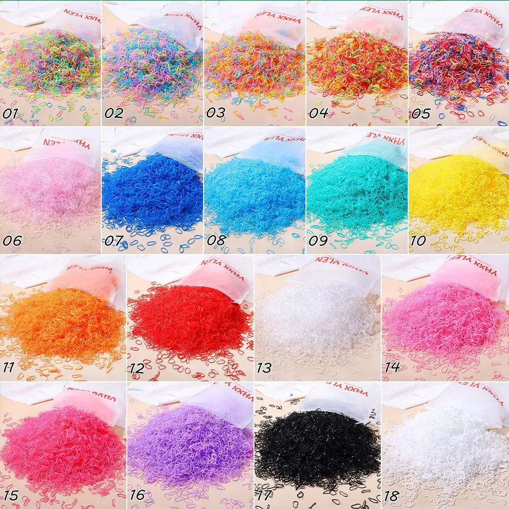 500/1000/2000pcs Girls Colourful Disposable Rubber Band Hair Ties Headband Children Ponytail Holder Bands Kids Hair Accessories Beauty World Shop