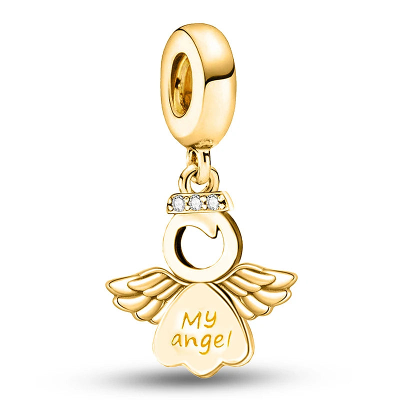Shecharms 925 Sterling Silver Love Heart Firefly Golden Series Charms Fit DIY Making Bracelet Necklace High Quality Fine Jewelry Beauty World Shop