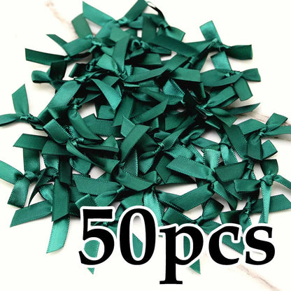 (50 Pcs) 4*4cm Colourful Ribbon Bows Small Size Polyester Satin Ribbon Bow Flower DIY Craft Decoration Beauty World Shop