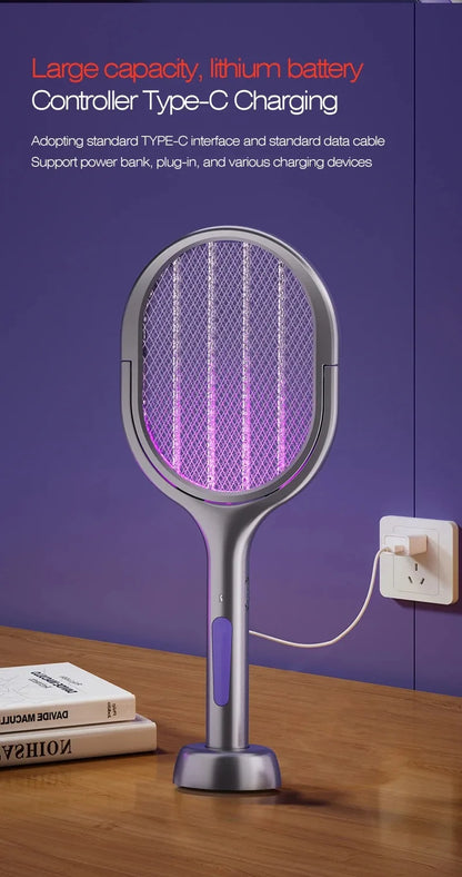 Telescopic Electric Mosquito Swatter & UV Trap Lamp, Extendable 109cm, Safe Physical Killer, Rechargeable, Wall Mount No Gap Beauty World Shop