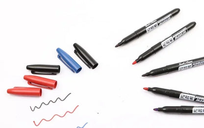 6-20PCs/Set PermanentMarker Pen Fine Point Waterproof Markers Thin Nib Crude Nib Black Blue Red Ink 1.5mm Fine Color Marker Pens Beauty World Shop