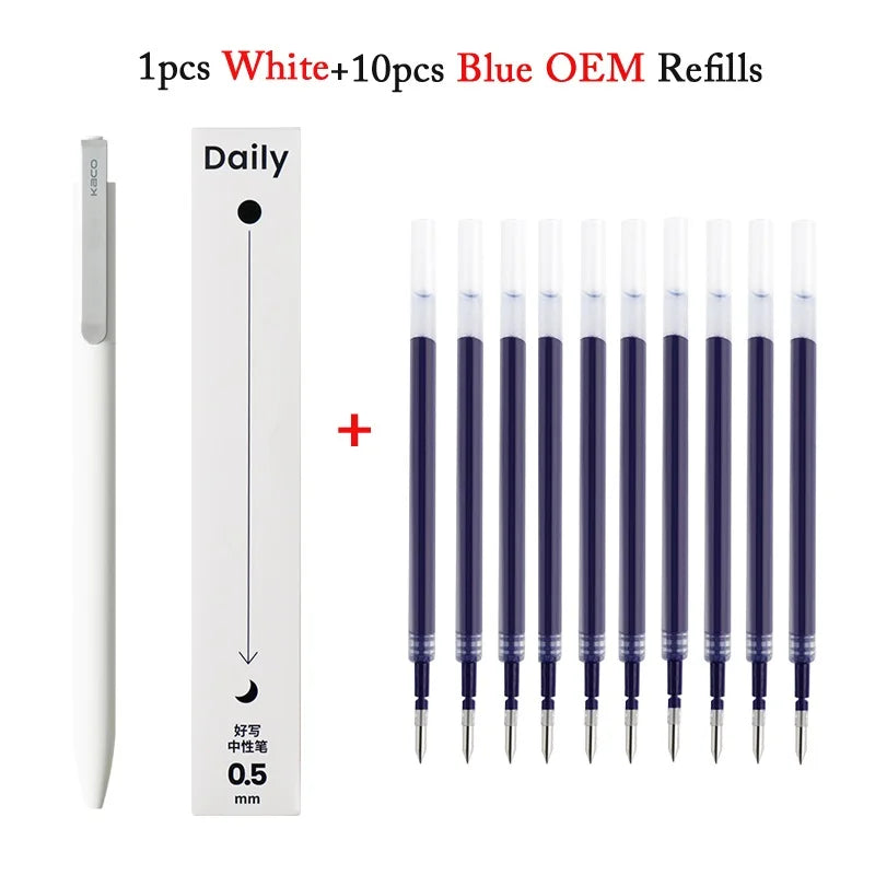 KACO Gel Pens Press Signature Pen Stationery Metal Pen Clip 0.5mm Black Ink Quicking Drying Large Capacity 800M Smooth Writing Beauty World Shop