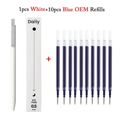 KACO Gel Pens Press Signature Pen Stationery Metal Pen Clip 0.5mm Black Ink Quicking Drying Large Capacity 800M Smooth Writing Beauty World Shop