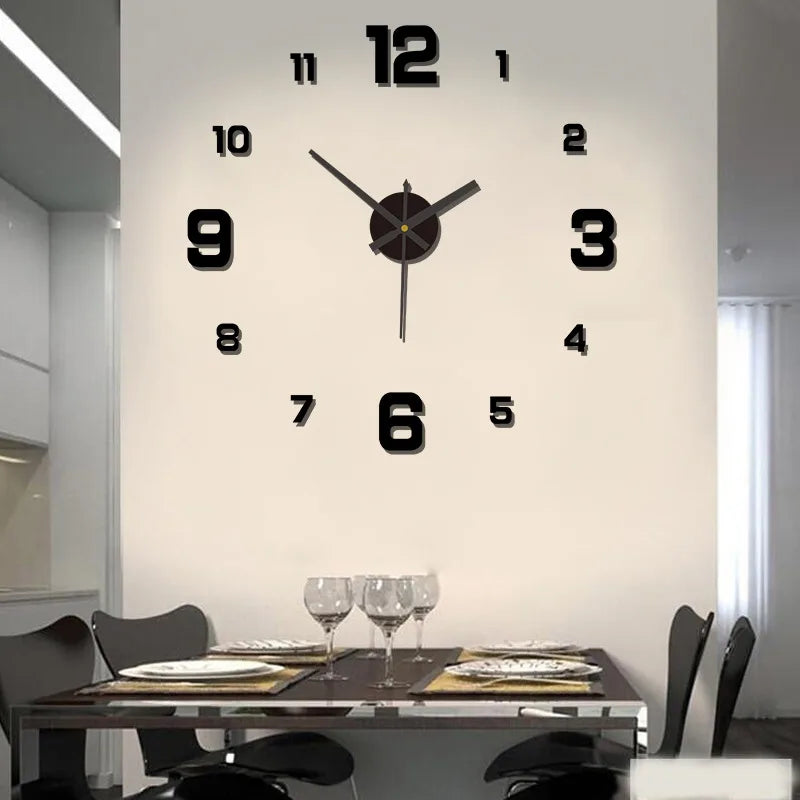3D Creative Frameless DIY Wall Hanging Clock Wall Stickers Home Mute Digital Clock Living Room Office Wall Decoration Beauty Fashion