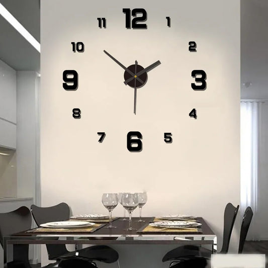 3D Creative Frameless DIY Wall Hanging Clock Wall Stickers Home Mute Digital Clock Living Room Office Wall Decoration Beauty Fashion