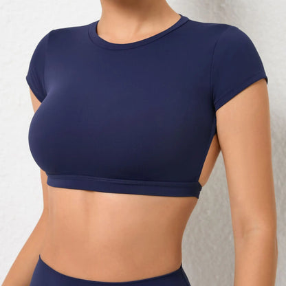 Hearuisavy Sports Shirts Breathable Workout Tops Fitness Sportswear Female Backless Yoga Clothing Sport Crop Tops Women Gym Top Beauty World Shop