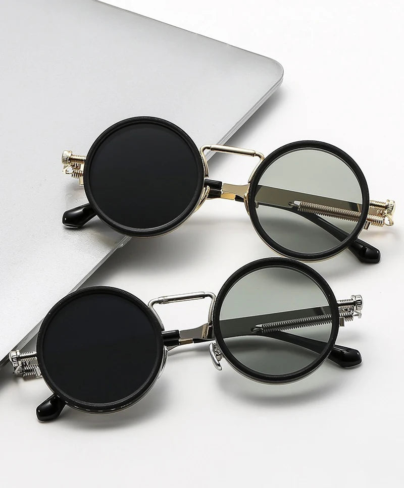 SHAUNA Retro Metal Round Punk ND9-level Adjustable Dimming Sunglasses Women Polarized UV400 Fashion Men Outdoor Sun Glasses Beauty World Shop