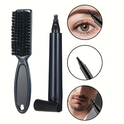 Hot Sale Beard Filling Pen Kit Beard Enhancer Brush Beard Coloring Shaping Tools Waterproof Black Brown Hair Pencil Man Cosmetic Beauty World Shop