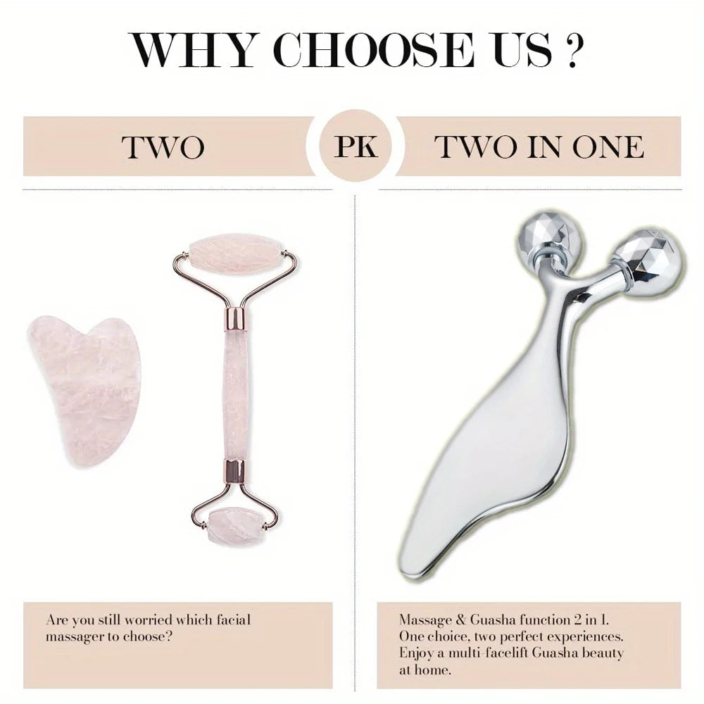 2 IN 1 3D Facial Massager & Gua Sha Massage Tool Cold Roller For Face Eyes Chin Lift Tightening Skin Tool Sculpting Beauty Tools Beauty World Shop