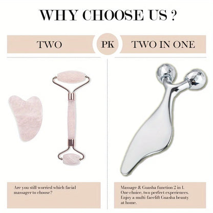 2 IN 1 3D Facial Massager & Gua Sha Massage Tool Cold Roller For Face Eyes Chin Lift Tightening Skin Tool Sculpting Beauty Tools Beauty World Shop