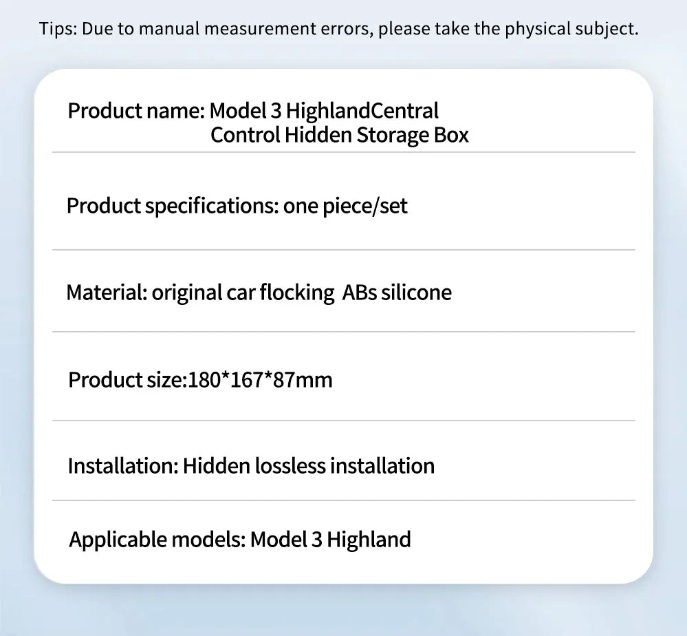 YZ For Tesla Model 3 Highland 2024 Model Y juniper 2025 Storage Box Center Armrest Hidden Box Cup Holder Organizer Accessories Beauty World Shop