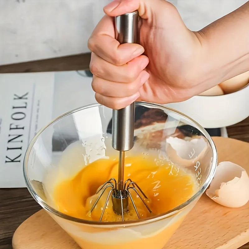 Stainless Steel Egg Beater Durable Semi-Automatic Mixer for Effortless Egg Cream Mixing Stirring and Beating for Kitchen Baking Beauty World Shop
