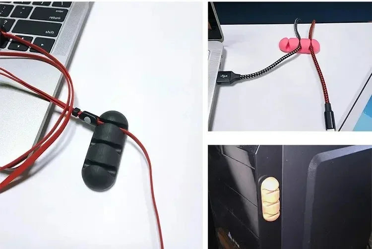 VIKEFON Cable Cord Wire Organizer Silicone USB Cable Winder Management Clips Self Adhesive for Mouse Keyboard Headset For iPhone Beauty World Shop