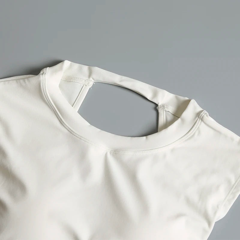 Sexy Short Backless Fixed Chest Pad Sports T-shirt Vest Women's Tight Fitting Quick Drying Slimming Yoga Suit Top Clothing Beauty World Shop