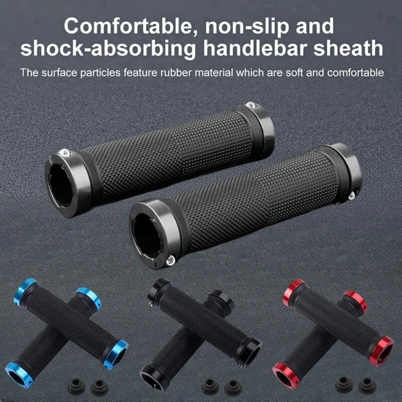 Bicycle Rubber Grips Alloy Lock Non-Slip Rubber Bicycle Handlebar Grips Double Aluminum Lock on Locking Bicycle Handlebar Grips Beauty World Shop