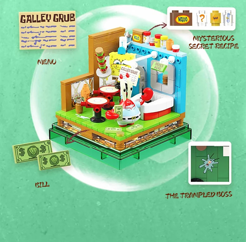 Spongebob Building Blocks Patrick Star Krusty Krab Squidward Tentacles Room Model Bricks Set Desktop Ornaments Kids Toys Gifts Beauty World Shop