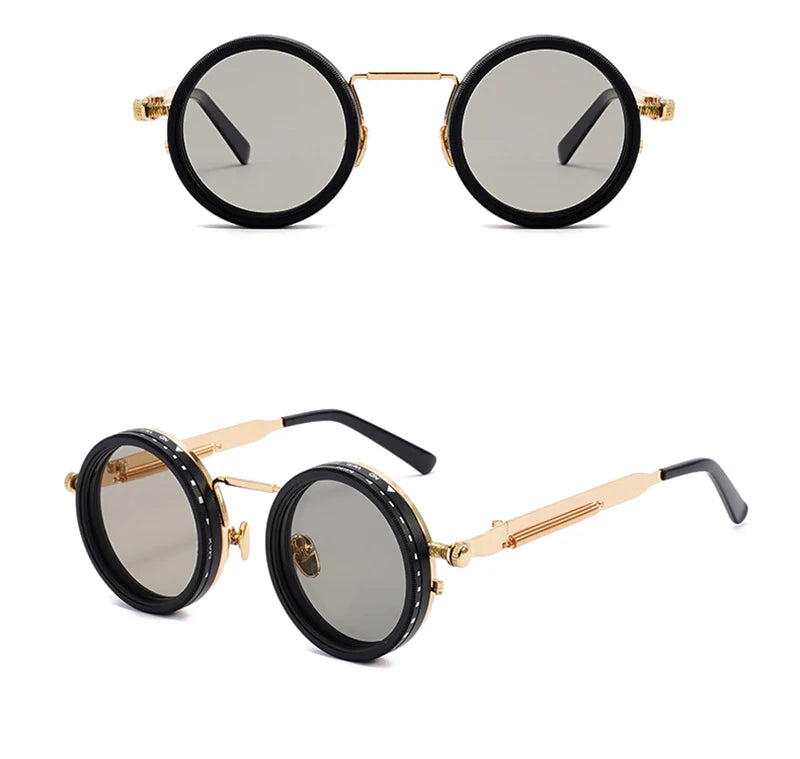 SHAUNA Retro Metal Round Punk ND9-level Adjustable Dimming Sunglasses Women Polarized UV400 Fashion Men Outdoor Sun Glasses Beauty World Shop