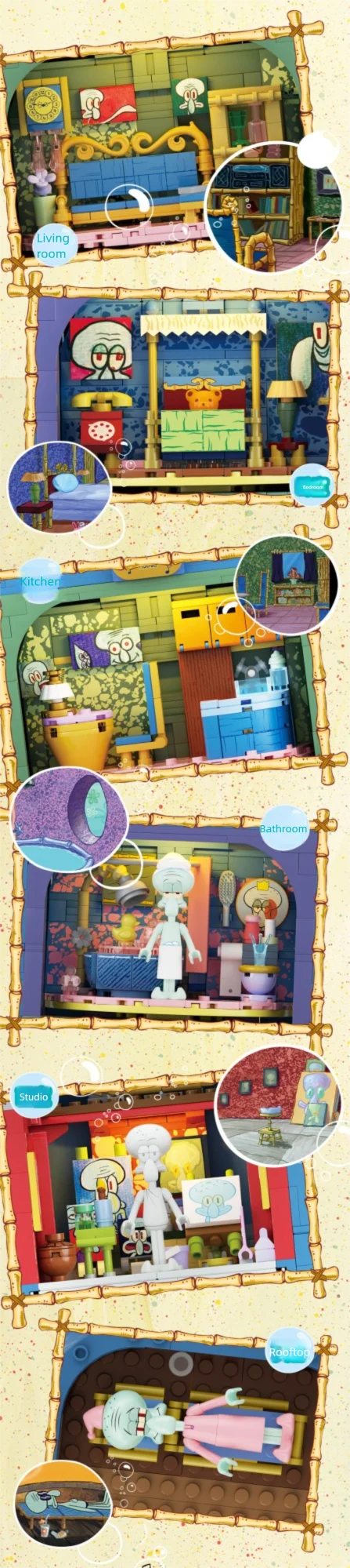 Spongebob Cartoon Krusty Krab Restaurant Building Blocks Creative Canteen Scenes Model Bricks Desktop Ornaments Toy For Kid Gift Beauty World Shop