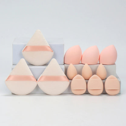 12Pcs All-Purpose Makeup Sponge Set Cosmetic Blender Beauty Eggs Velvet Triangle Powder Puff Finger Puffs Make Up Accessories Beauty World Shop