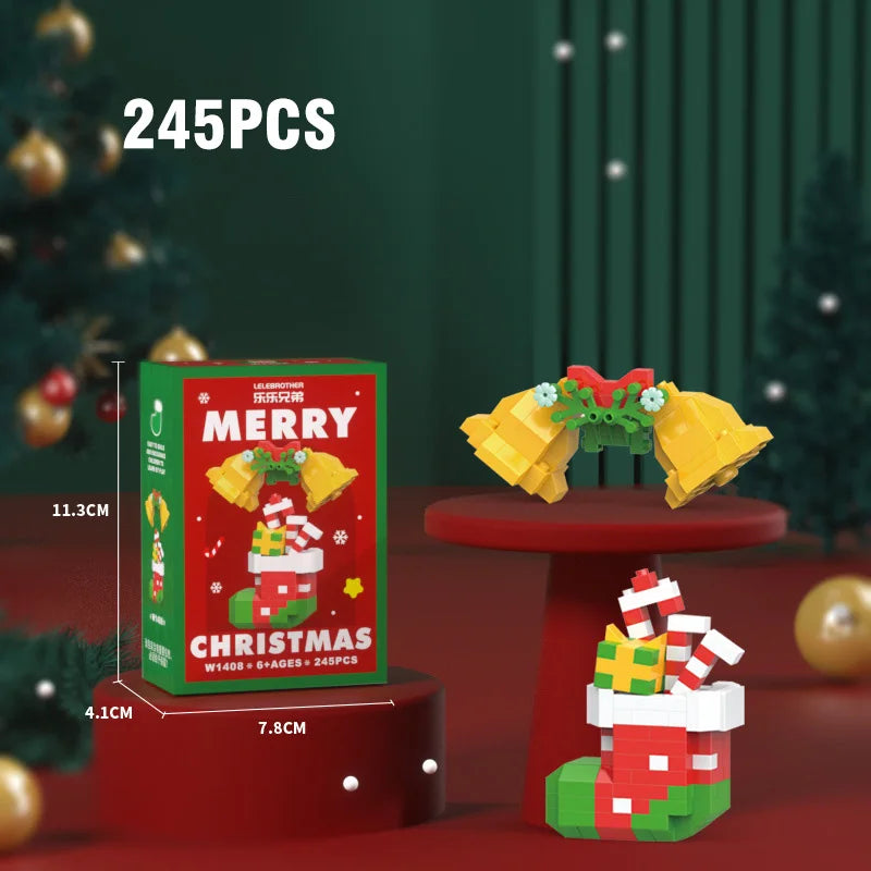 Christmas Building Block Santa Claus Snowman Elk Tree Micro Brick Puzzle Assembly Model Home Decoration Xmas Party Gift Kid Toy Beauty World Shop