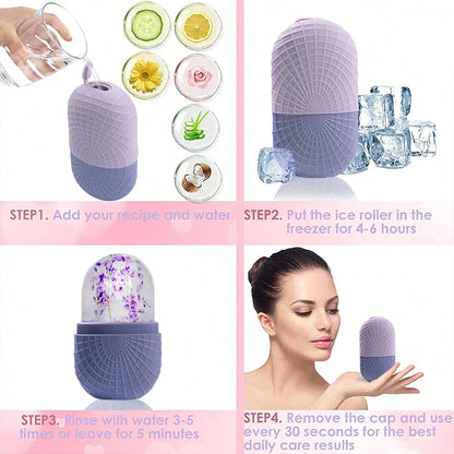 Three-piece ice surface roller set - Facial skin care ice roller set, facial massage tools, silicone ice surface roller, gua sha Beauty World Shop