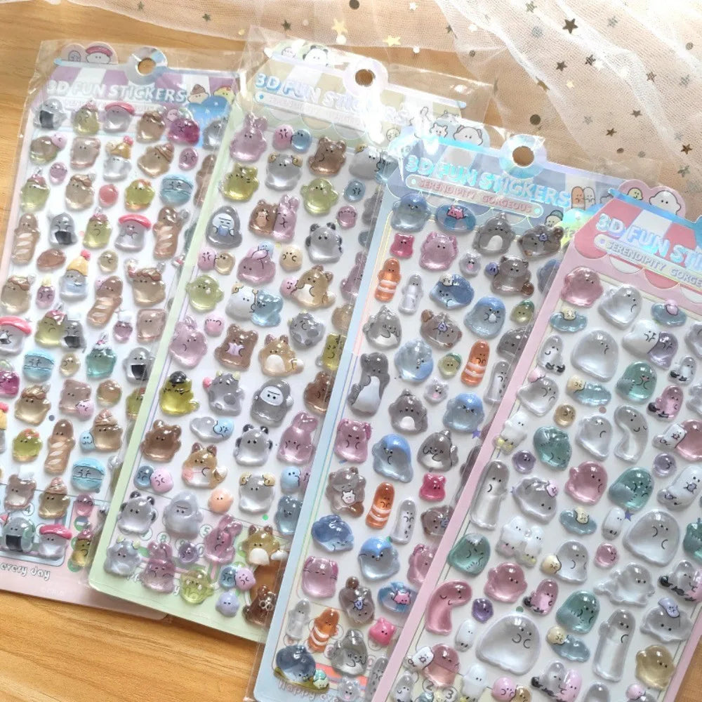 4-Piece Kids' Cartoon Cute Soft Ghost 3D Stickers - Adorable 3D Decor Decals for Phones, Notebooks(Anime Worlds Store) Beauty World Shop