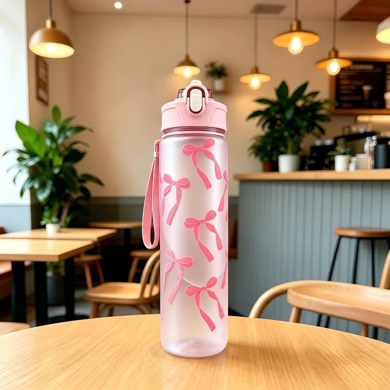 800ml/27oz Large Capacity Sports Water Bottle Leak Proof Plastic Drinking Cup With Time Scale Suitable For Travel Fitness Sports Beauty World Shop