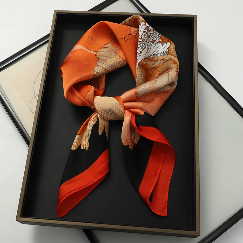 60Colors Luxury Scarf Women 70*70Cm Silk Feel Square Hair Wrapping Foulard Satin Shawl Big Size Head Bandana Hijab Handkerchief Beauty World Shop