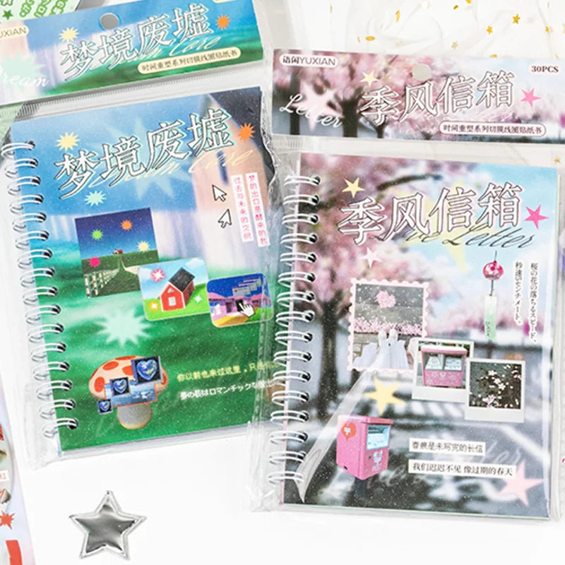 2Style 30 pieces/bag Time Reshaping Cut Film Coil Sticker Book Handbook Material Sticker DIY Photo Frame Scrapbook Notebook Cup Beauty World Shop