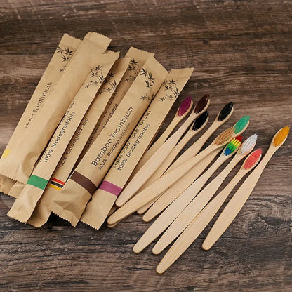 Bamboo Toothbrushes 8/12Pcs Eco Friendly Resuable Toothbrush Adult Wooden Soft Tooth Brush Cconvenient Beauty World Shop