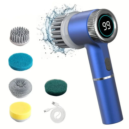 Electric Spin Scrubber With 5 Replaceable Brush Head, Three-speed Adjustable Handheld Rechargeable Shower Scrubber Beauty World Shop