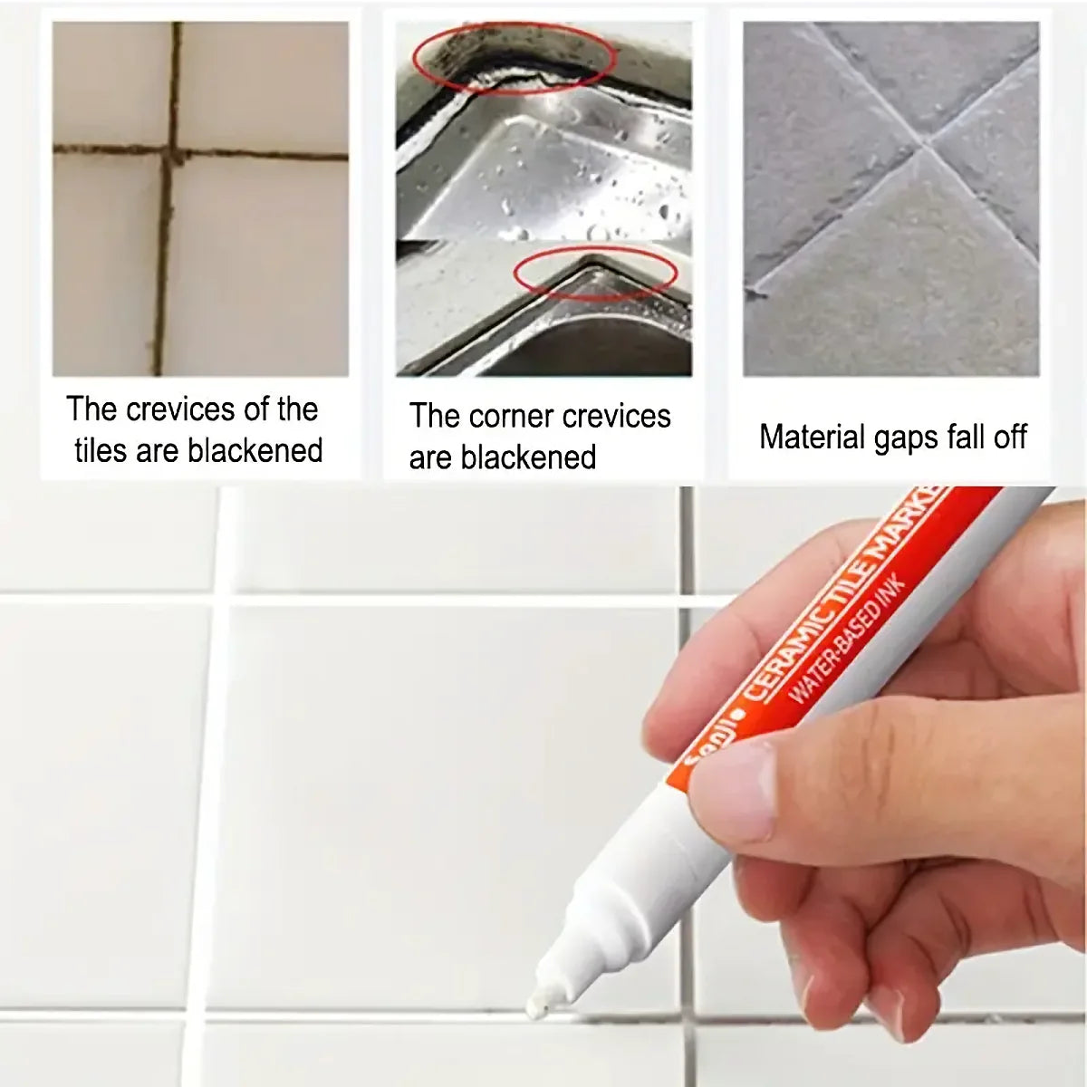 1pc Waterproof Tile Marker Grout Pen Wall Seam Pen For Tiles Floor Bathroom Decontamination Seam Repair Tools, For Hotel Beauty World Shop