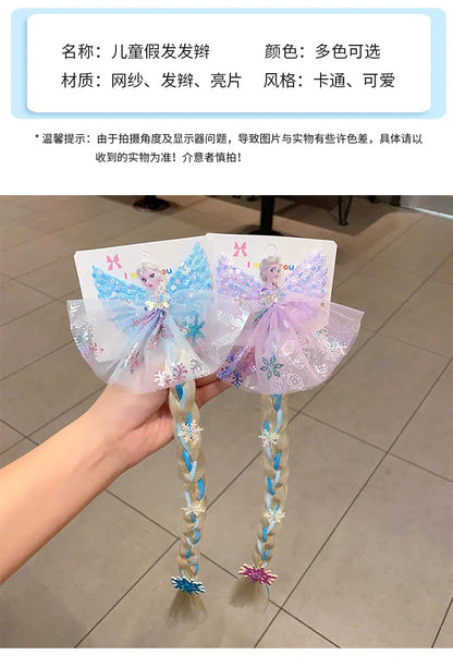 Disney Frozen Elsa Princess Wig Braid Hairpin Accessories For Girls Anime Figures Cartoon Toys Kids Kawaii Baby Hair Clip Gifts Beauty World Shop