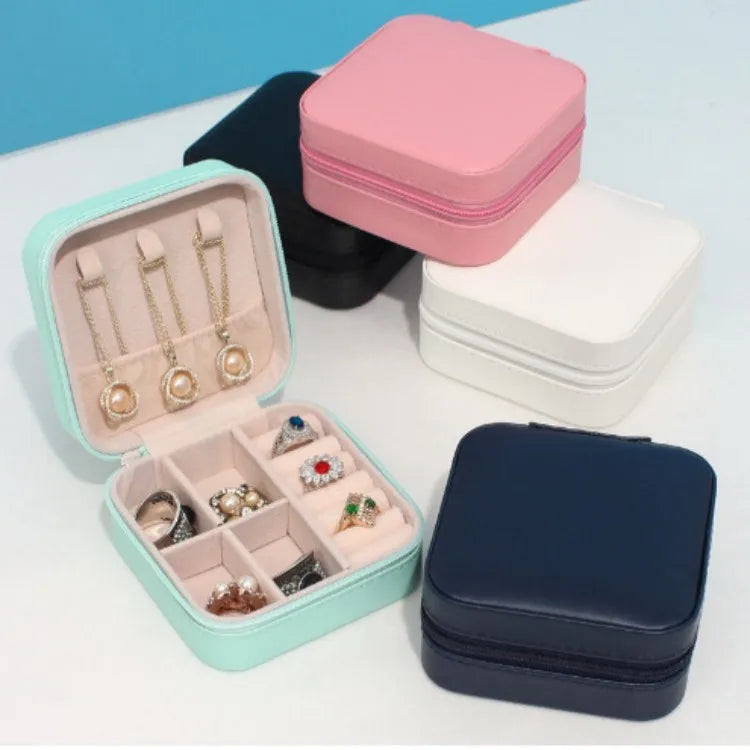 Portable Mini Jewelry Storage Box Travel Organizer Jewelry Case Leather Storage Earrings Necklace Ring Jewelry Organizer Display Beauty World Shop