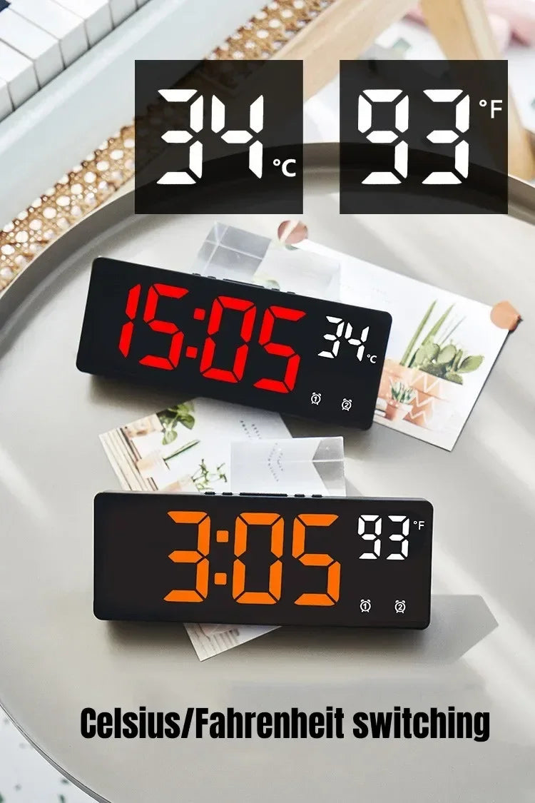 Voice Control Digital Alarm Clock Temperature Dual Alarm Snooze Desktop Table Clock Night Mode 12/24H LED Clock Watch Desk Clock Beauty World Shop