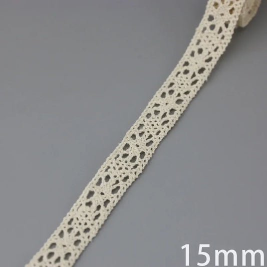 (5Meter/roll) White Beige Cotton Embroidered Lace Net Ribbons Fabric Trim DIY Sewing Handmade Craft Materials Home Accessories Store
