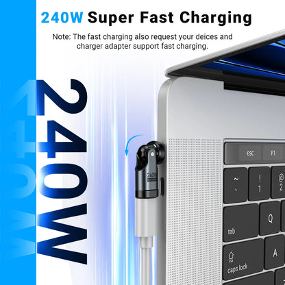 AUFU PD240W USB C to Type C OTG Adapter 540 Rotation 5A Fast Charge Cable Converter for iPhone 16 MacBook Samsung Xiaomi Laptop Beauty World Shop