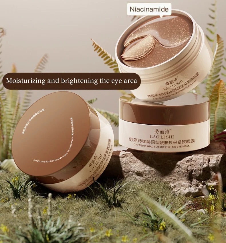 A Box of 60 Caffeine Nicotinamide Radiant Firming Eye Masks, Rich in Ingredients Beneficial for the Body, Can Be Used on the Entire Face, Releasing Eye Strain at Any Time, Moisturizing, Firming, Alcohol-Free, Suitable for All Beauty World Shop