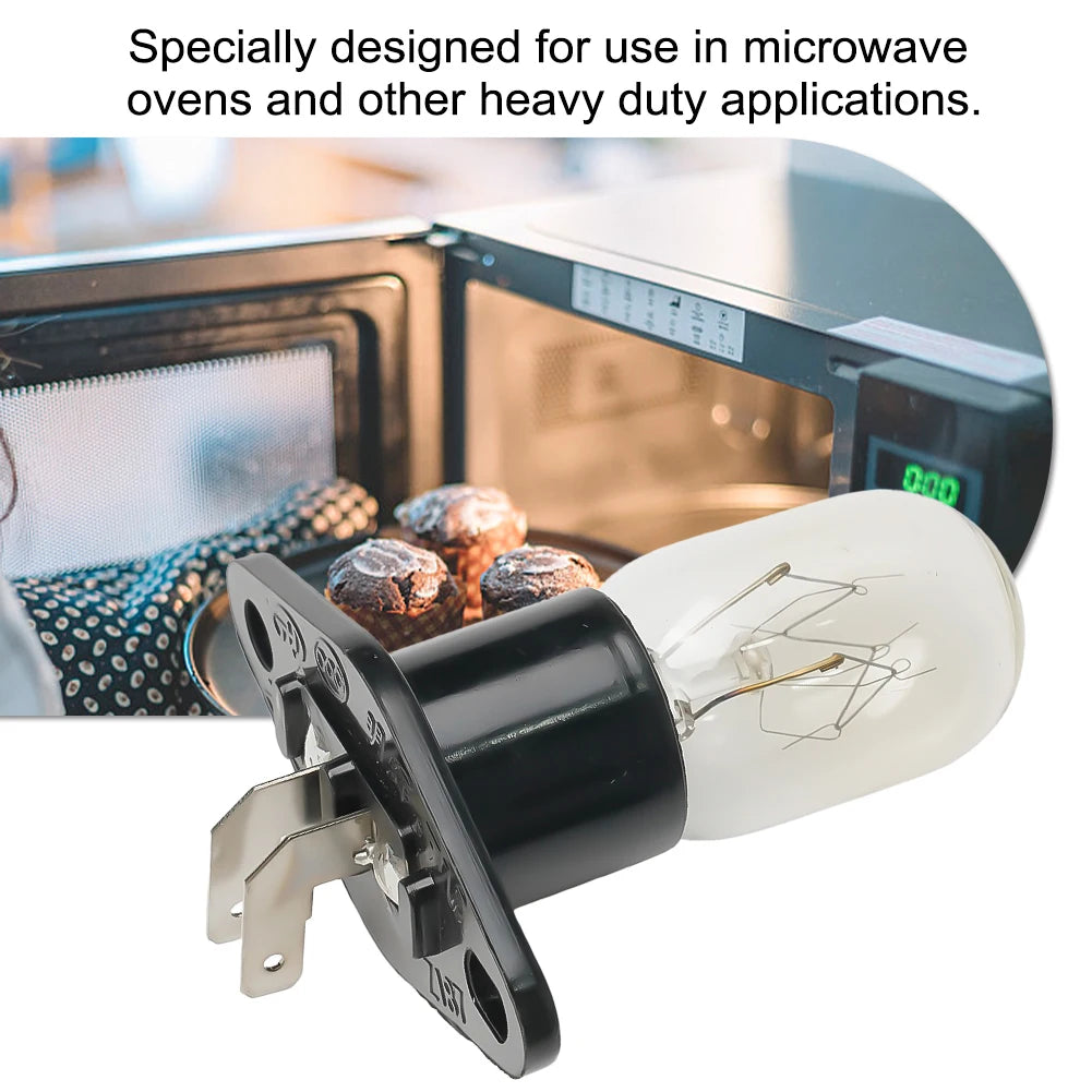 2A 250V 20W Microwave Oven Bulb Refrigerator Lighting Bulb Base Design With Holder Replacement Universal Beauty World Shop