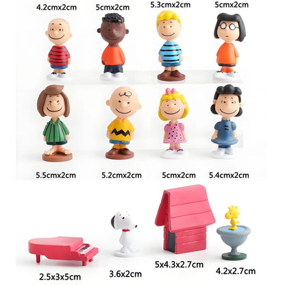 12pcs Cartoon Peanuts Snoopy Charlie Sally Woodstock Kawaii Anime Mini Figure Model Toys Cake Decoration Collection Gift Beauty World Shop
