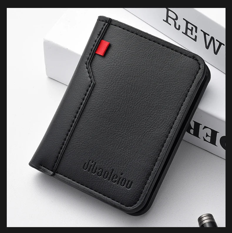 1Pc New Ultra-thin Mini Soft PU Leather Credit Card Wallet Holder Short Vertical High Quality Men's Wallet Beauty World Shop